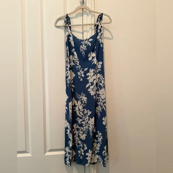 Reformation Besse Womens Sleeveless Floral Midi Summer Dress in Cyanotype - Picture 3 of 4